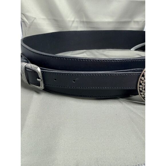NWT Free People Statement Medallion Wide Leather Belt in Black M/L